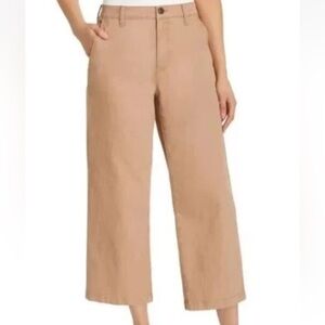 Ella Moss Brown Wide-Leg Crop Chino Pants